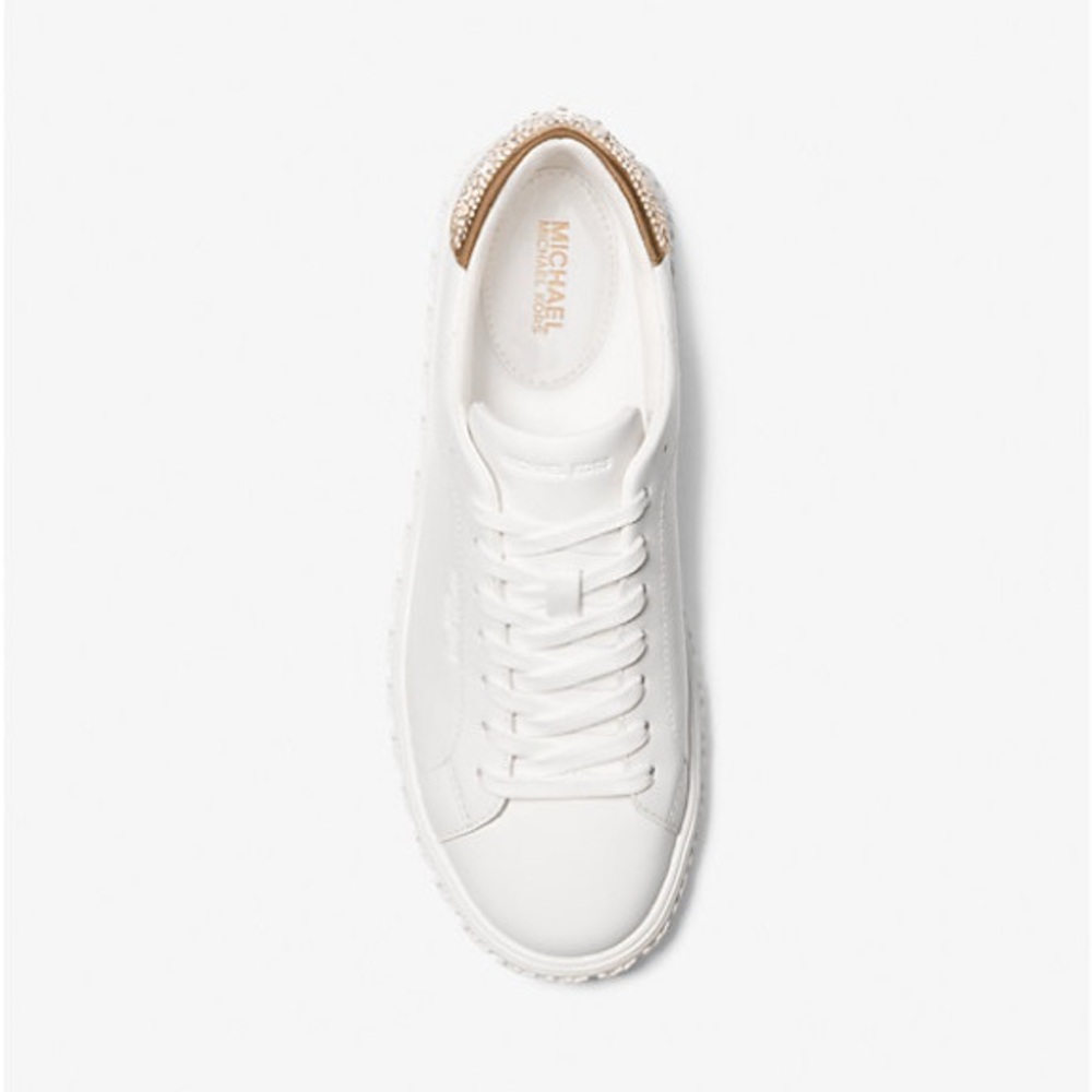 BRAND NEW! Michael Kors White and Gold Sneakers Contemporary Style - Picture 10 of 13